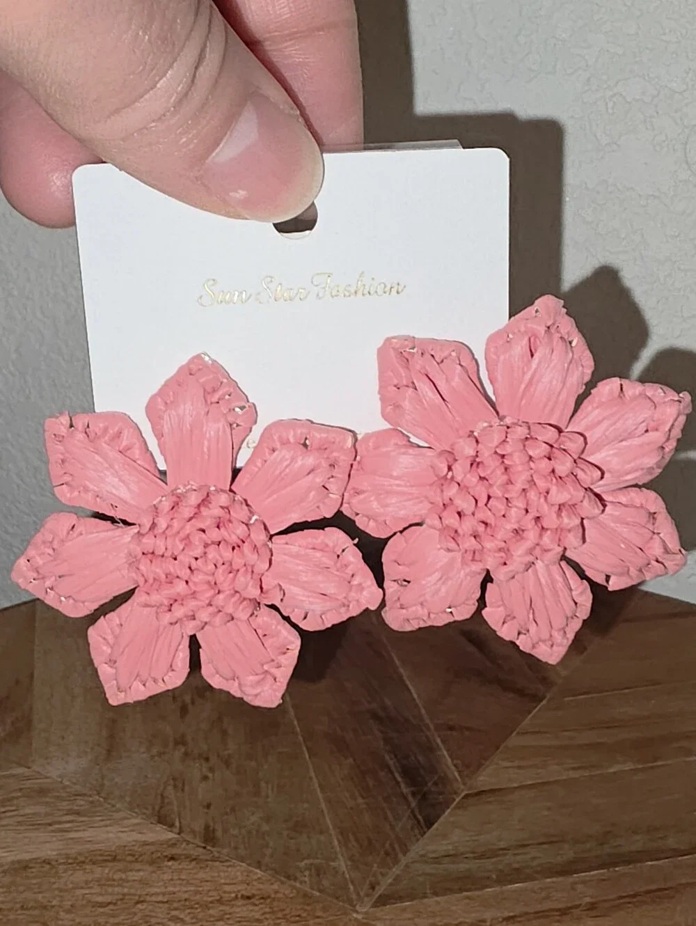 Floral Statement Tropical Rafia Earrings In Pink Flamingo, NWT